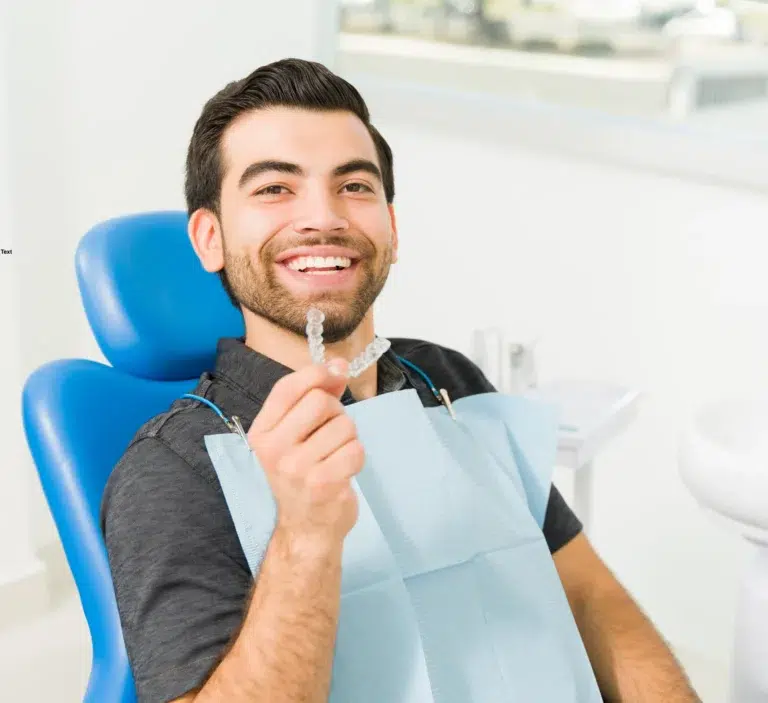 Happy Man Using Clear Aligners