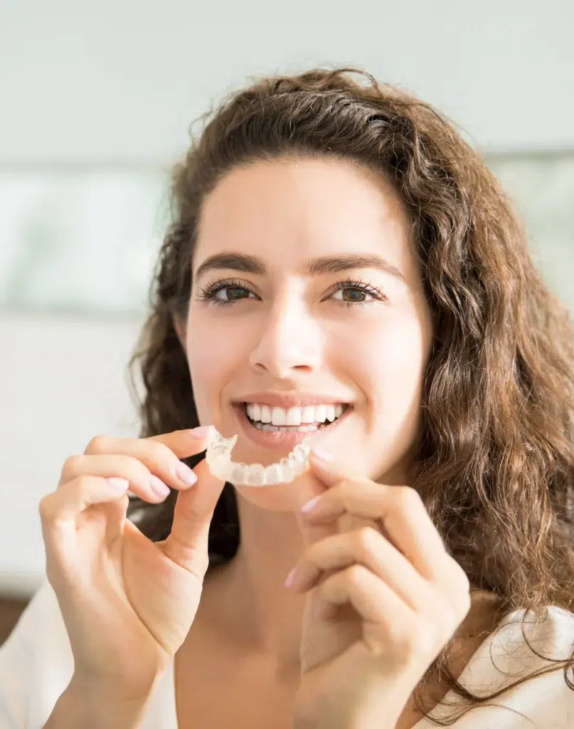 Woman with a retainer